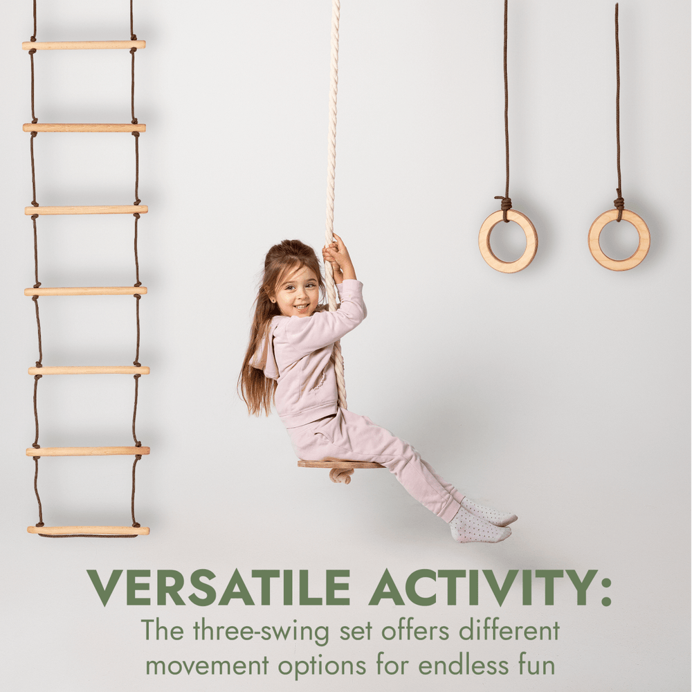 3in1 Swing & Climbing Set: Rope Ladder, Gym Rings & Disc Swing (ONLINE ORDER ONLY)