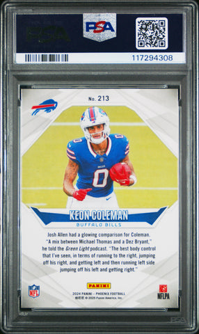 Graded 2024 Panini Phoenix Keon Coleman #213 Lazer Rookie RC Football Card PSA 10 Gem Mint (ONLINE ORDER ONLY)