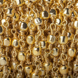 3mm 22kt Gold plated Shiny Cube Gold plated Chain by the foot (ONLINE ORDER ONLY)