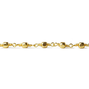 3mm 22kt Gold plated Shiny Cube Gold plated Chain by the foot (ONLINE ORDER ONLY)