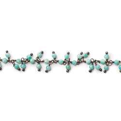 3mm Amazonite micro-faceted round Black Gold Dangling Chain by the foot (ONLINE ORDER ONLY)