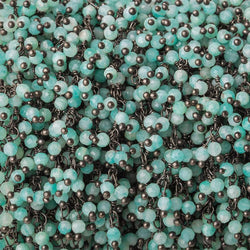 3mm Amazonite micro-faceted round Black Gold Dangling Chain by the foot (ONLINE ORDER ONLY)
