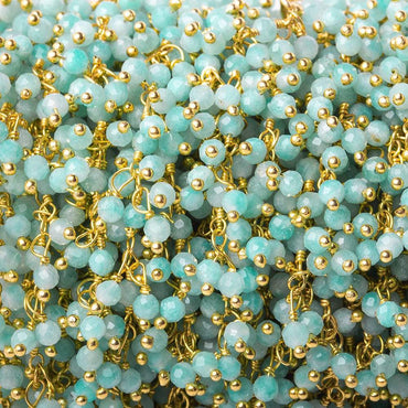 3mm Amazonite micro-faceted round Gold Dangling Chain by the foot (ONLINE ORDER ONLY)