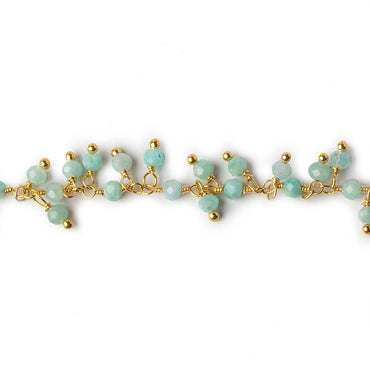 3mm Amazonite micro faceted round Gold plated Dangling Chain by the foot (ONLINE ORDER ONLY)