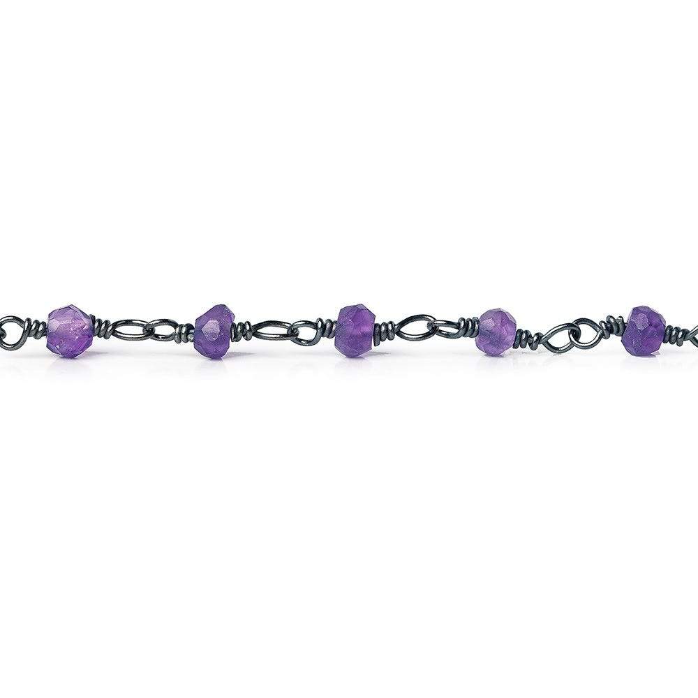 3mm Amethyst faceted rondelle Black Gold plated Chain by the foot 36 pieces (ONLINE ORDER ONLY)