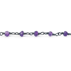 3mm Amethyst faceted rondelle Black Gold plated Chain by the foot 36 pieces (ONLINE ORDER ONLY)