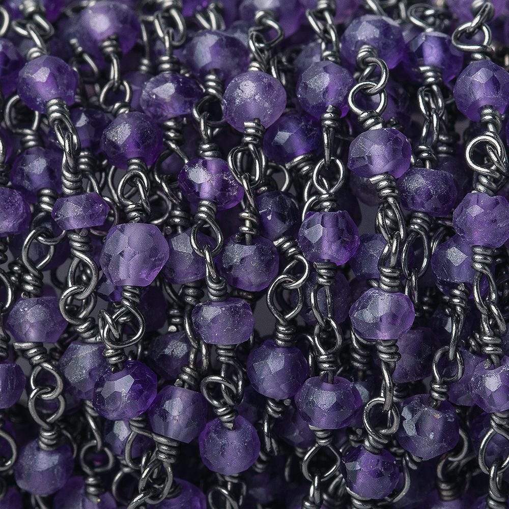 3mm Amethyst faceted rondelle Black Gold plated Chain by the foot 36 pieces (ONLINE ORDER ONLY)