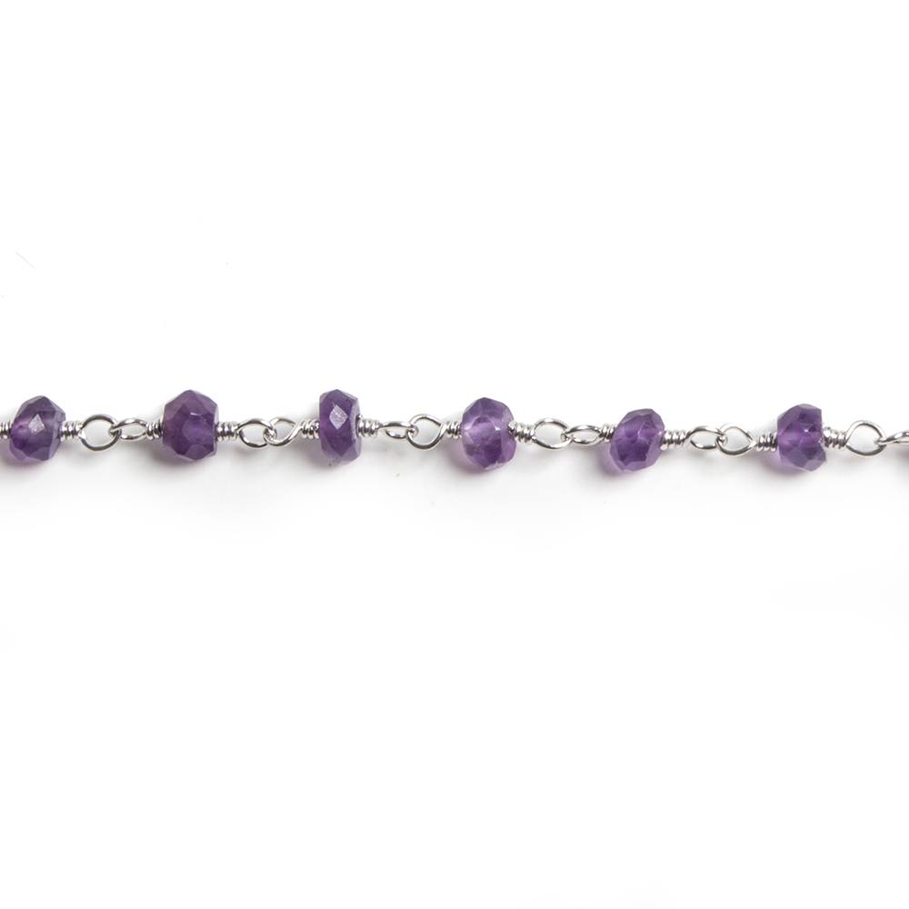 3mm Amethyst faceted rondelle Silver Chain by the foot 36 pieces (ONLINE ORDER ONLY)