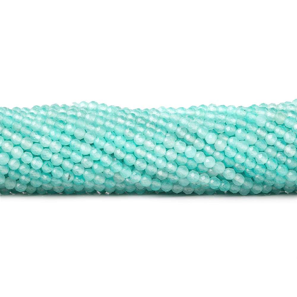 3mm Aqua Blue Chalcedony micro faceted round beads 13 inch 115 pieces (ONLINE ORDER ONLY)