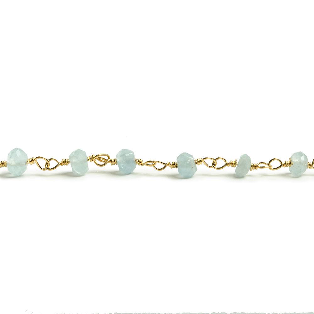 3mm Aquamarine faceted rondelle Gold plated Chain by the foot 34 pieces (ONLINE ORDER ONLY)