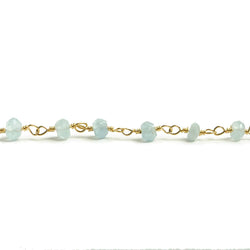 3mm Aquamarine faceted rondelle Gold plated Chain by the foot 34 pieces (ONLINE ORDER ONLY)