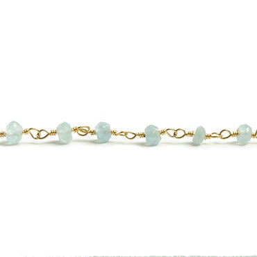 3mm Aquamarine faceted rondelle Gold plated Chain by the foot 34 pieces (ONLINE ORDER ONLY)