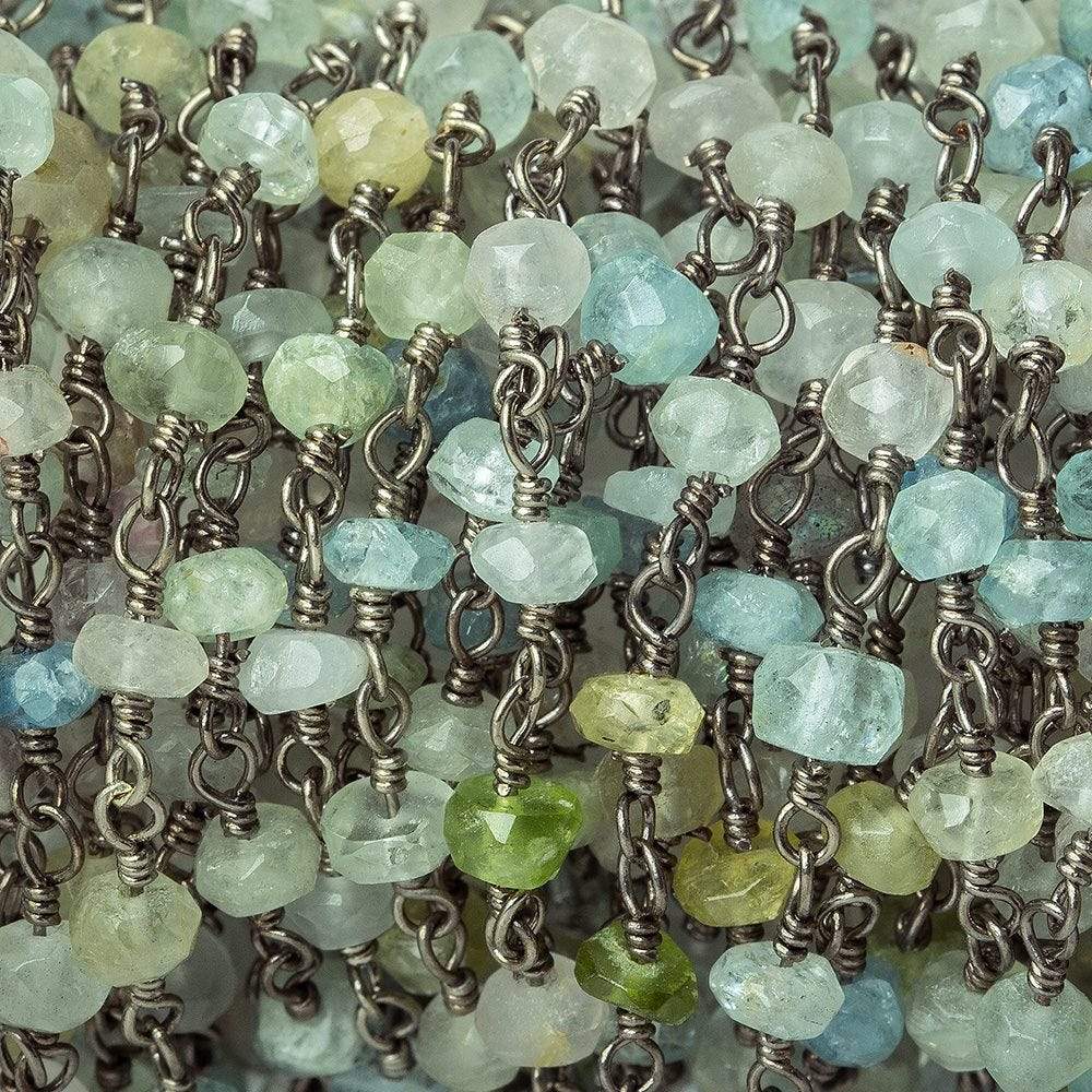 3mm Beryl Faceted Rondelle Black Gold plated Chain sold by the foot 40 pieces (ONLINE ORDER ONLY)