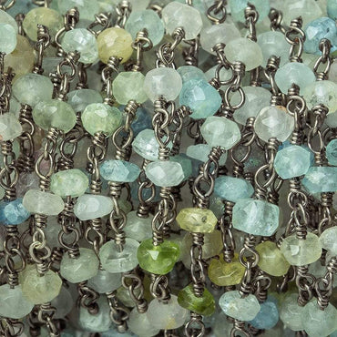 3mm Beryl Faceted Rondelle Black Gold plated Chain sold by the foot 40 pieces (ONLINE ORDER ONLY)