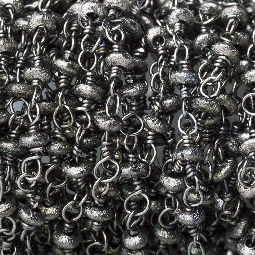 3mm Black Gold plated Brushed Rondelle Black Gold plated Chain by the foot (ONLINE ORDER ONLY)