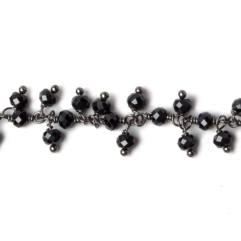 3mm Black Spinel micro-faceted round Black Gold Dangling Chain by the foot (ONLINE ORDER ONLY)