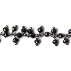 3mm Black Spinel micro-faceted round Black Gold Dangling Chain by the foot (ONLINE ORDER ONLY)