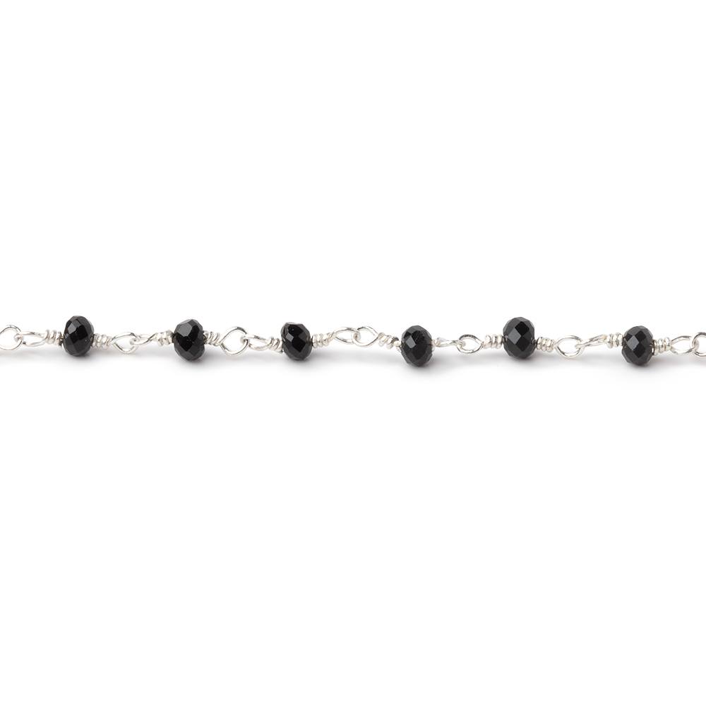 3mm Black Spinel Silver Plated Wire Wrapped Chain (ONLINE ORDER ONLY)