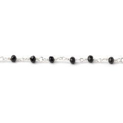 3mm Black Spinel Silver Plated Wire Wrapped Chain (ONLINE ORDER ONLY)