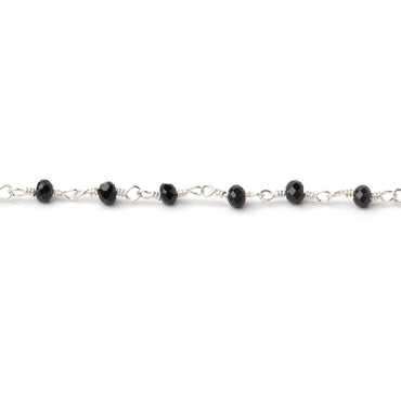 3mm Black Spinel Silver Plated Wire Wrapped Chain (ONLINE ORDER ONLY)