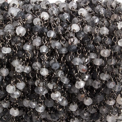 3mm Black Tourmalinated Quartz rondelle Black Gold Chain by the foot 36 pcs (ONLINE ORDER ONLY)
