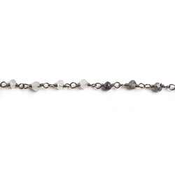 3mm Black Tourmalinated Quartz rondelle Black Gold Chain by the foot 36 pcs (ONLINE ORDER ONLY)