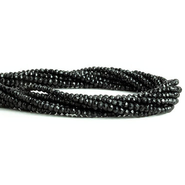 3mm Black Tourmaline Faceted Rondelle Beads 13 inch 134 pieces (ONLINE ORDER ONLY)