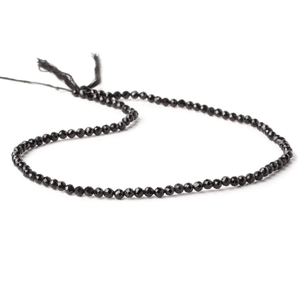 3mm Black Tourmaline micro faceted rounds 12.5 inch 100 pieces  AAA (ONLINE ORDER ONLY)