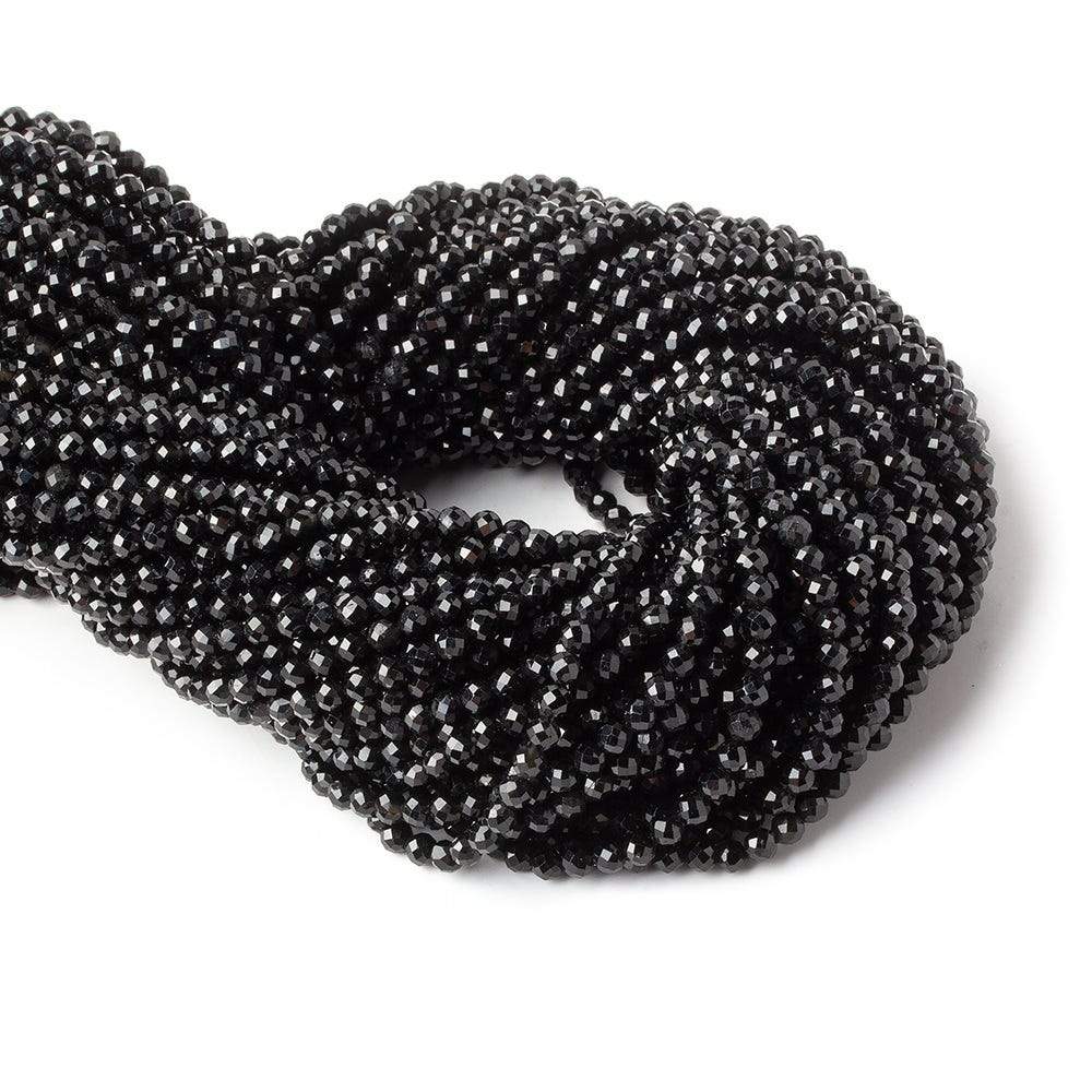 3mm Black Tourmaline micro faceted rounds 12.5 inch 100 pieces  AAA (ONLINE ORDER ONLY)