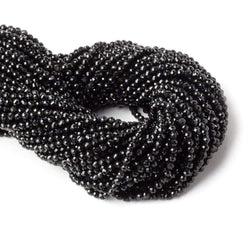 3mm Black Tourmaline micro faceted rounds 12.5 inch 100 pieces  AAA (ONLINE ORDER ONLY)