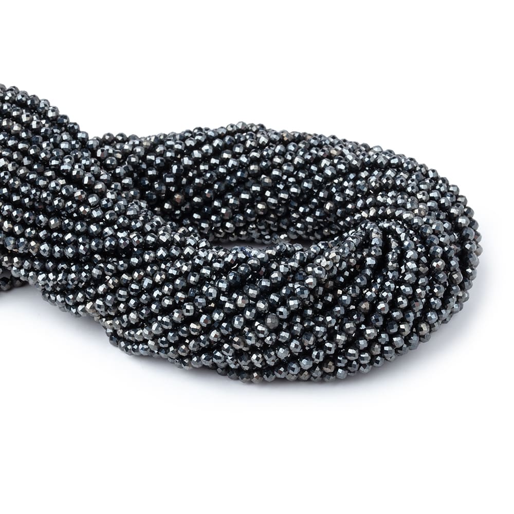 3mm Blue Grey Mystic Black Spinel Micro faceted rounds 13 inch 128 beads (ONLINE ORDER ONLY)