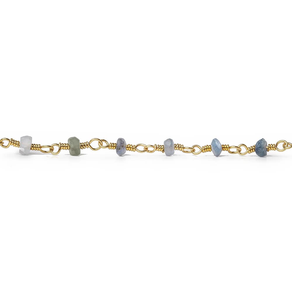 3mm Matte Blue Sapphire plain rondelle Gold Chain by the foot 35 pieces (ONLINE ORDER ONLY)