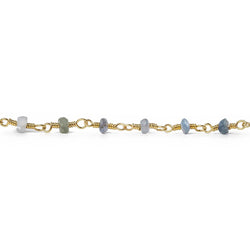 3mm Matte Blue Sapphire plain rondelle Gold Chain by the foot 35 pieces (ONLINE ORDER ONLY)