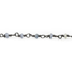 3mm Matte Blue Sapphire plain rondelle Black Gold Chain by the foot 35 pieces (ONLINE ORDER ONLY)