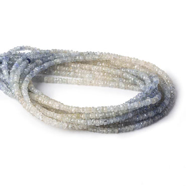 3mm Blue & White Sapphire native cut faceted rondelles 18 inch 260 beads (ONLINE ORDER ONLY)