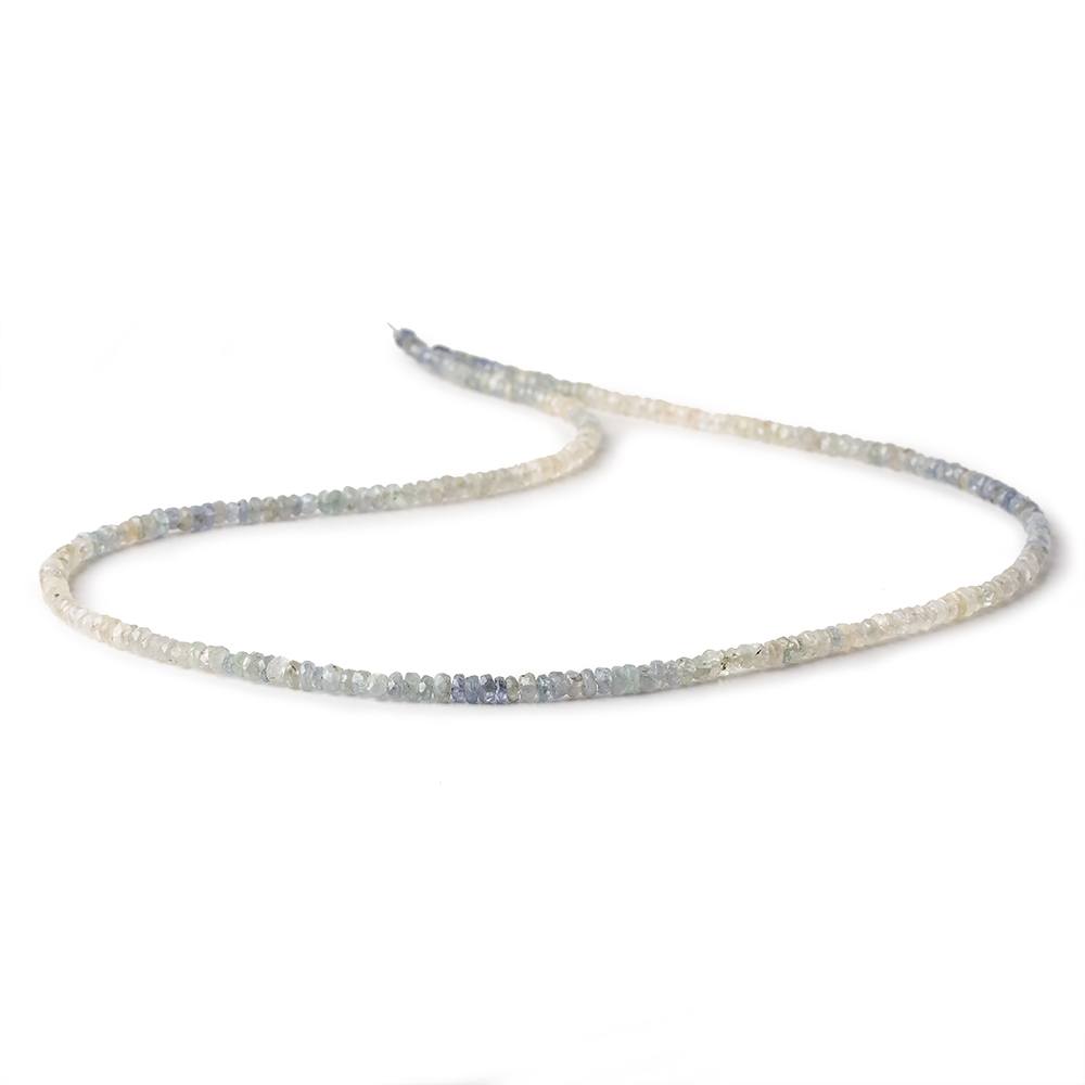 3mm Blue & White Sapphire native cut faceted rondelles 18 inch 260 beads (ONLINE ORDER ONLY)