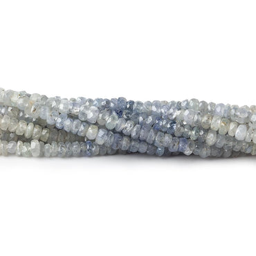 3mm Blue & White Sapphire native cut faceted rondelles 18 inch 260 beads (ONLINE ORDER ONLY)