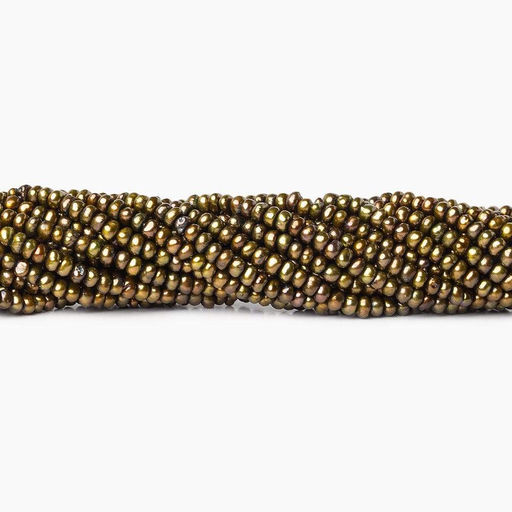 3mm Brass Green Center Drilled Button Pearls, 15 inch, 189 pieces (ONLINE ORDER ONLY)