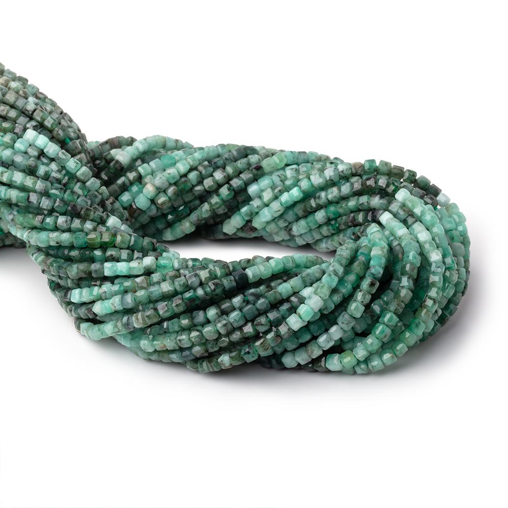 3mm Brazilian Emerald Micro Faceted Cube Beads 12.5 inch 108 pieces A (ONLINE ORDER ONLY)