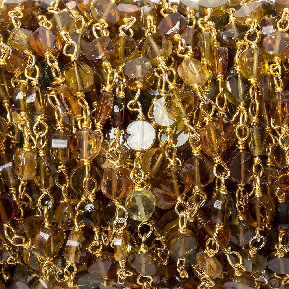 3mm Brown and Green Tourmaline Plain Coin Vermeil Chain by the foot (ONLINE ORDER ONLY)