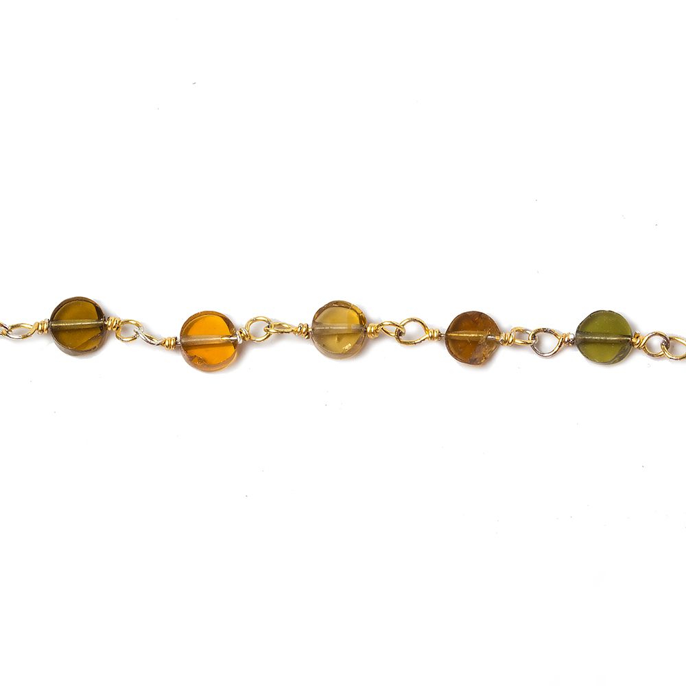 3mm Brown and Green Tourmaline Plain Coin Vermeil Chain by the foot (ONLINE ORDER ONLY)
