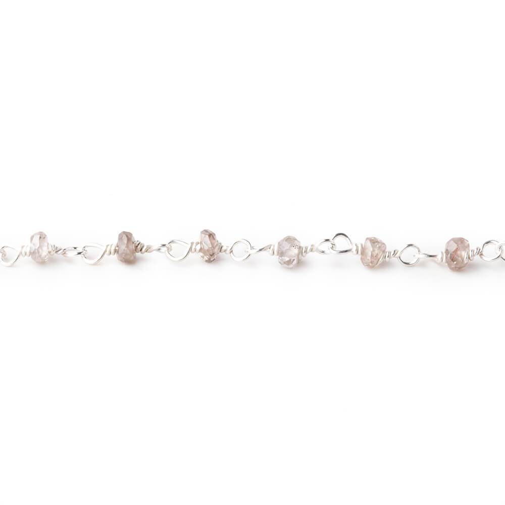 3mm Champagne Zircon faceted rondelle Silver Chain by the foot (ONLINE ORDER ONLY)