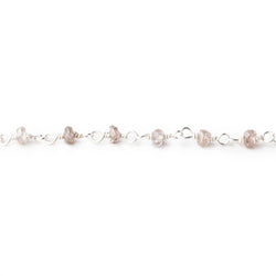 3mm Champagne Zircon faceted rondelle Silver Chain by the foot (ONLINE ORDER ONLY)