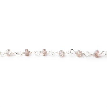 3mm Champagne Zircon faceted rondelle Silver Chain by the foot (ONLINE ORDER ONLY)