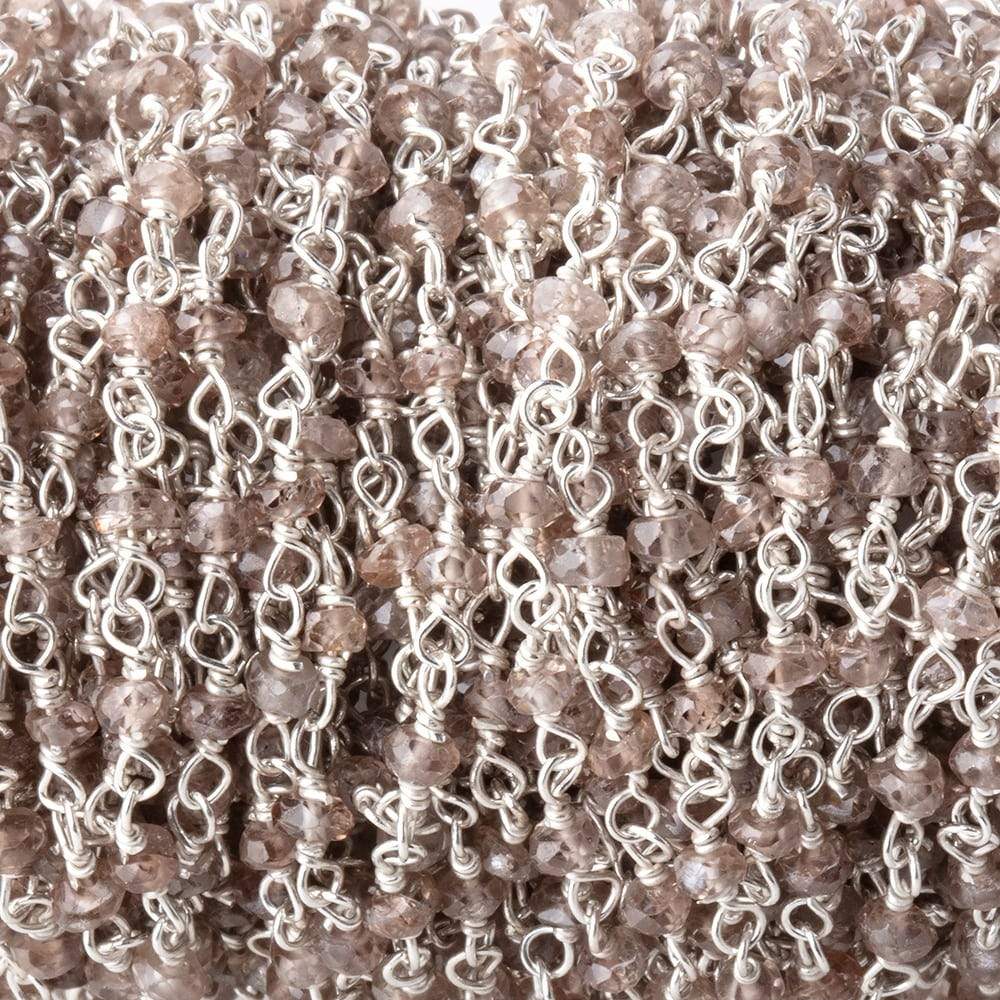 3mm Champagne Zircon faceted rondelle Silver Chain by the foot (ONLINE ORDER ONLY)