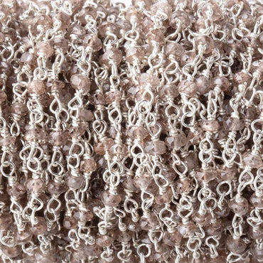 3mm Champagne Zircon faceted rondelle Silver Chain by the foot (ONLINE ORDER ONLY)