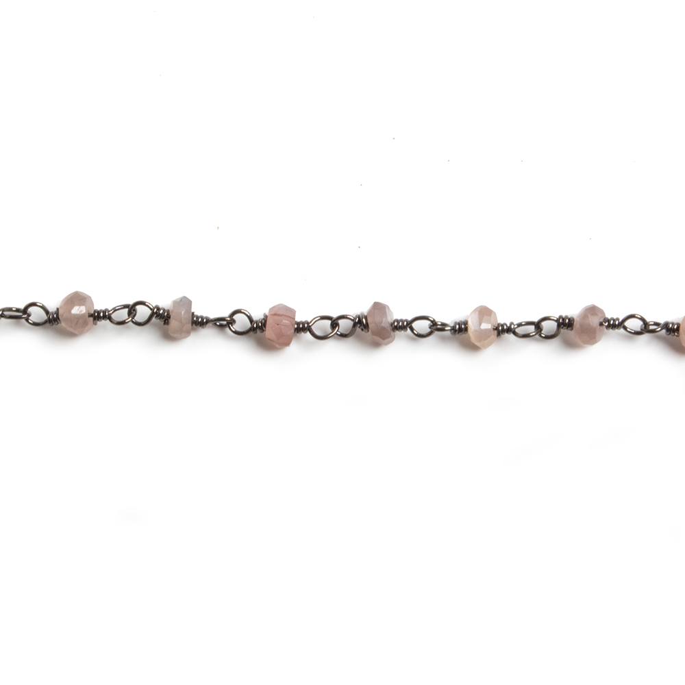 3mm Chocolate Moonstone faceted rondelle Black Gold Chain by the foot 36pcs (ONLINE ORDER ONLY)
