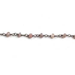 3mm Chocolate Moonstone faceted rondelle Black Gold Chain by the foot 36pcs (ONLINE ORDER ONLY)