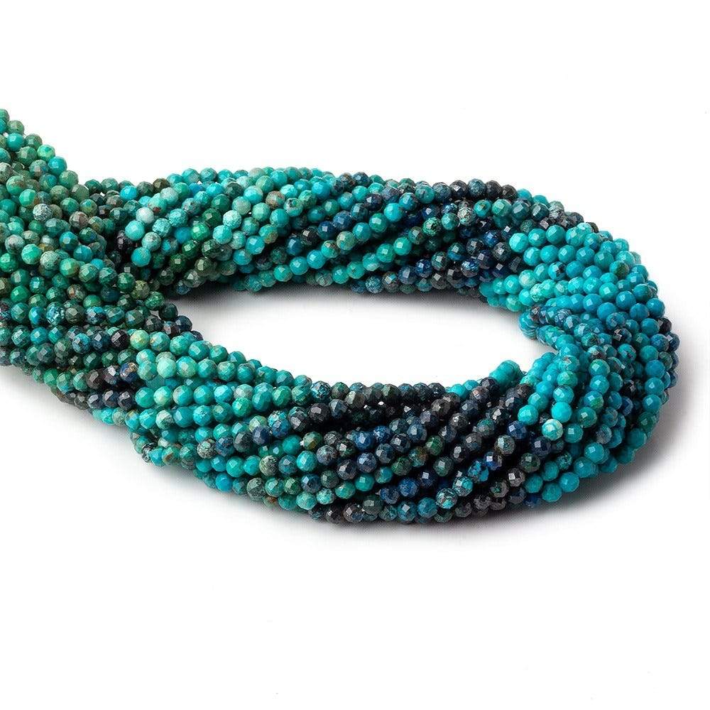 3mm Chrysocolla Micro Faceted Round Beads 12.5 inch 110 pieces (ONLINE ORDER ONLY)