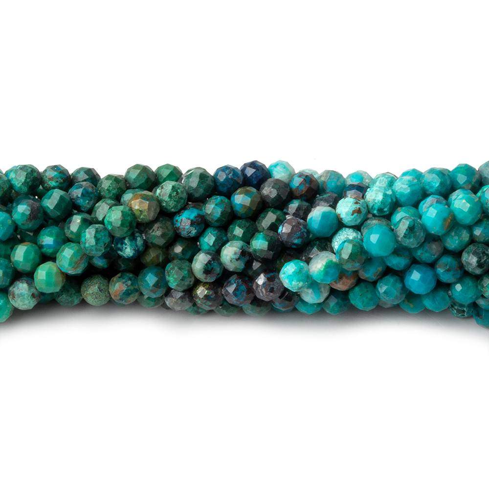 3mm Chrysocolla Micro Faceted Round Beads 12.5 inch 110 pieces (ONLINE ORDER ONLY)